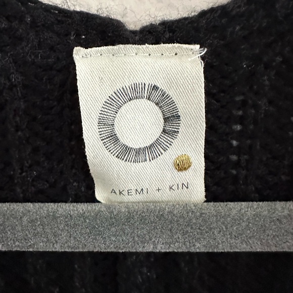 ANTHROPOLOGIE AKEMI + KIN Knit Open Cardigan Sweater Kimono Wrap Black One Size - Picture 3 of 4